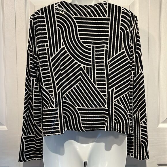 Frank Lyman Black/White Abstract Design Zip Up Blazer Jacket Size 10‎ - Picture 7 of 10